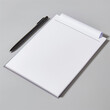 Blank White Notepad with Pencil on Grey Surface