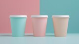 Fototapeta  - Keep your branding cohesive with these matching disposable cups featuring a minimalist and sleek design that will make your logo pop.