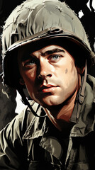 Wall Mural - Soldier Portrait Illustration

