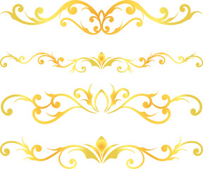 Wall Mural - Golden swirl lines calligraphy ornament set isolated on white background for luxury graphic design