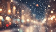 Blurry Image of a City Street at Night A chilly scene of snowflakes softly falling on Christmas Eve AI Generated
