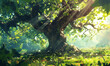 © siwoo-mint - sunlight in the forest-generative aI