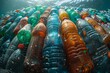 An alarming image of plastic bottles contaminating the sea, showcasing the environmental issue of pollution