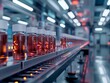 Precision-engineered pharmaceutical vials on an automated assembly line in a state-of-the-art production facility, showcasing the industry's high-tech manufacturing process.