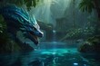 Magical Dragon in the lake Ai Generated image