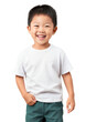 Portrait of cute chinese asian kid boy happy smiling laughing hysterical looking at camera wearing casual outfit upper body isolated on transparent background from Generative AI