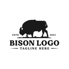 Canvas Print - black bison illustration logo