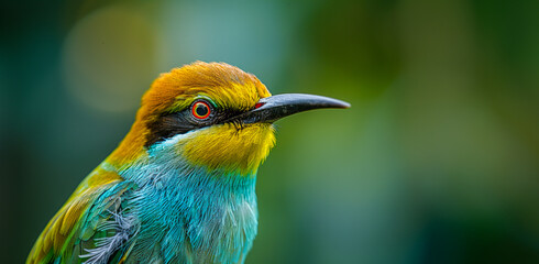 Vibrant bee-eater bird with bright plumage perched in nature