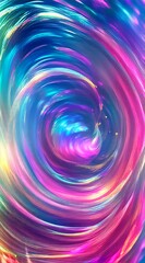 Wall Mural - A swirling vortex of iridescent colors creates an abstract, hypnotic spiral pattern against a bright, energetic background.