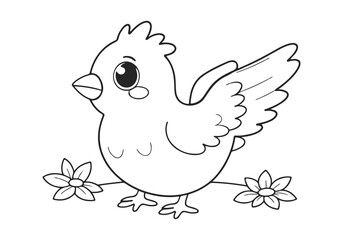 Wall Mural - Coloring page of little cute bird for kids coloring book