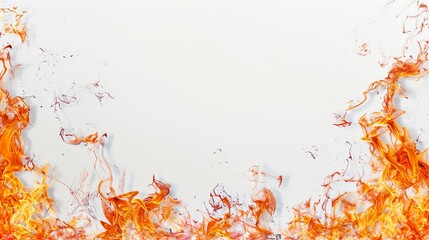 Wall Mural - white background fire art border copy space texture