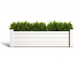 Wall Mural - A white planter with a row of green bushes in it