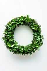 Sticker - A wreath made of green leaves and branches with the letter O in the center