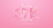 pink background to say thank you very much 37k followers.