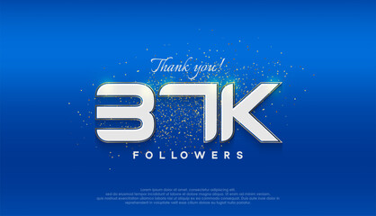 Followers number 37k. followers achievement celebration design.