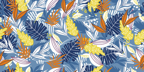 Leinwandbilder - Abstract pattern of leaves, flowers, flora color composition.