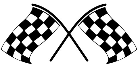 Fototapete - Two black and white checkered racing flags. Start or finish flags.