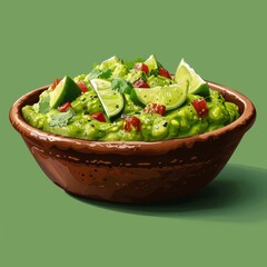 Wall Mural - Flat Design, Delicious Guacamole Food Illustration, Vector Style.