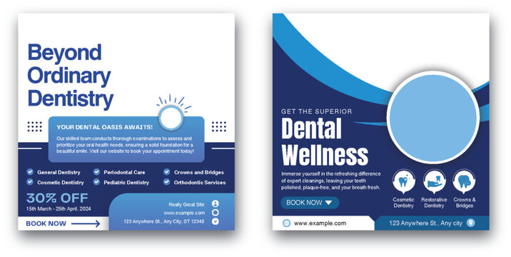 Dentist and dental care social media post template