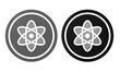 atom icon symbol black and gray background