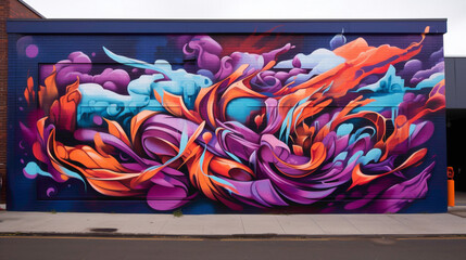 Wall Mural - A street art mural pulsating with life and movement, featuring bold graffiti-style lettering and dynamic abstract shapes that breathe new life into the city streets.