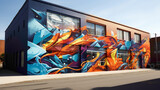 Fototapeta  - A street art mural pulsating with life and movement, featuring bold graffiti-style lettering and dynamic abstract shapes that breathe new life into the city streets.