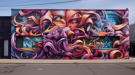 Wall Mural - A street art mural pulsating with life and movement, featuring bold graffiti-style lettering and dynamic abstract shapes that breathe new life into the city streets.