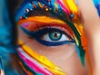 Fashion makeup artist in action, closeup, showcasing bold, colorful trends ,3DCG,high resulution