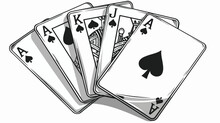 Four Aces Poker Cards Icon Cartoon Black And White