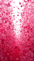 Wall Mural - Pink flowers are falling from the sky, creating a sense of beauty and serenity. The pink and white colors of the flowers contrast with the white background, making the scene stand out