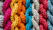 Close-up of colorful, textured yarn for knitting or crocheting projects.