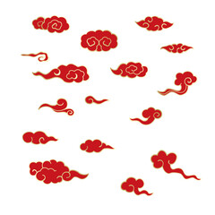 Wall Mural - chinese clouds illustration set, vector hand drawn design elements.