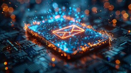 Futuristic depiction of a mobile device surrounded by a force field of protective shields 