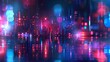 © touseef - Futuristic cityscape: blurred neon lights in bokeh style - vibrant urban night background for modern designs and concepts