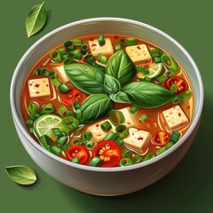 Wall Mural - Flat Design, Delicious Food Pho Flat Illustration, Vector Style.