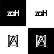 zah lettering initial monogram logo design set