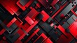 Dynamic red and black abstract geometric shapes: futuristic metal background with technological vibe - vector illustration