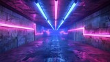 Fototapeta Londyn - Glimmering neon spectacle: futuristic laser show in darkened club with retro vibes - 3d render