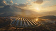 Solar panels amidst mountainous landscape