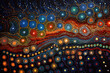 Australian Aboriginal dot painting style art dreamtime story  of the sky.