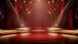 © Poko - Red golden ceremony award stage venue background.