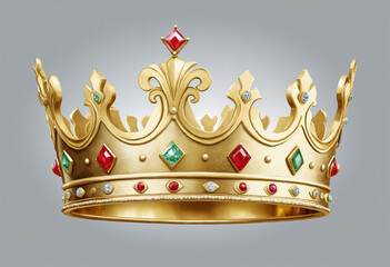 golden crown in watercolor style isolated on a transparent background,   colorful background