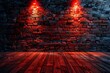 Red Brick Wall with Red Lights A Monthly Event Inspired Backdrop Generative AI