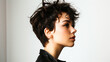 Young woman with short shag hairstyle