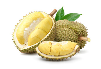 Wall Mural - Ripe Durian fruit isolated on white background.