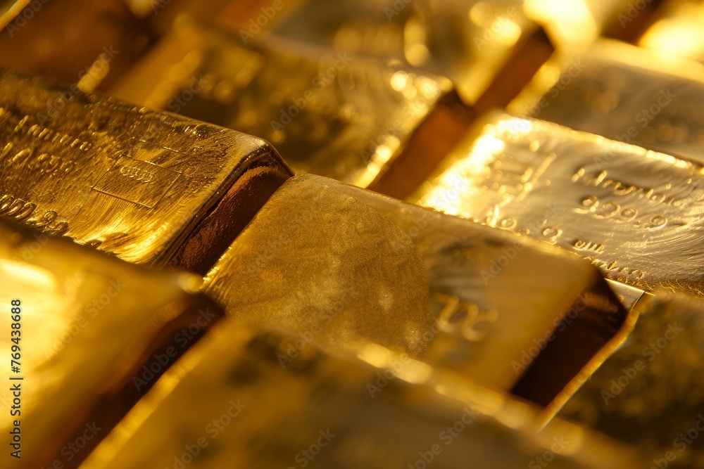 Ai generated ofGold bars Gold ingot, bullion gold, bank vault, stacked ...