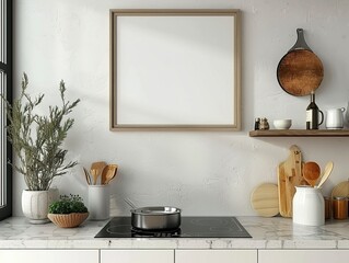 Photo Frame Mockup,  kitchen utensils in a kitchen