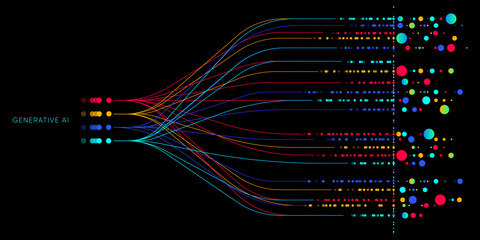 Wall Mural - illustration of abstract stream. artificial intelligence. big data, technology, ai, data transfer, d