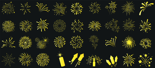Wall Mural - fireworks vector illustration, vibrant colors for festive celebrations. ideal for new year eve, four
