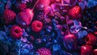 Close-up view of a diverse assortment of fresh fruits against a dark backdrop, showcasing vibrant colors and textures, background, wallpaper